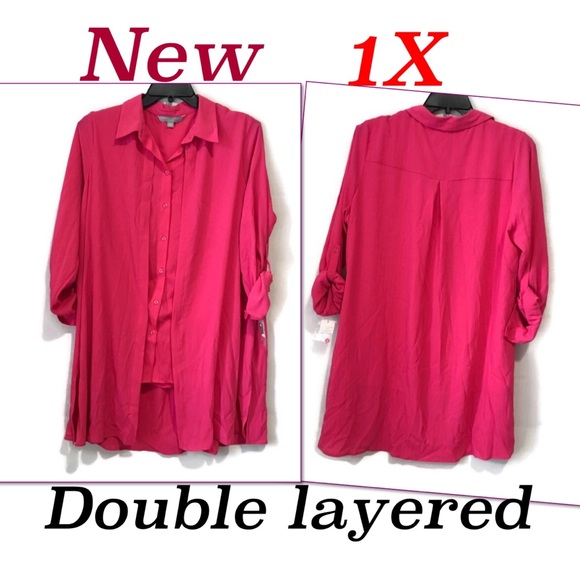 Valerie Stevens Tops - New Valerie Stevens double layered button tunic 1X. F